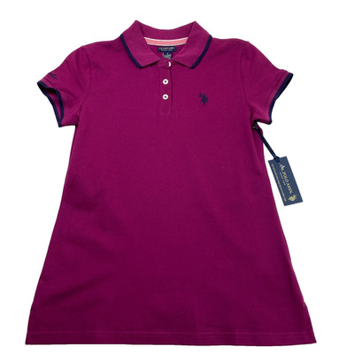 U.S. Polo ASSN Womens Polo Shirt Sz S Magenta Sleeve Collared NWT