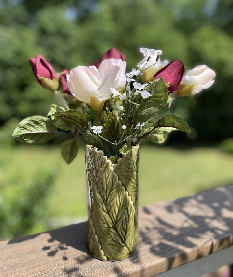 Green Leaf Flower Vase Bright Glaze Home Decor Target 6.25” - Image 2 of 4