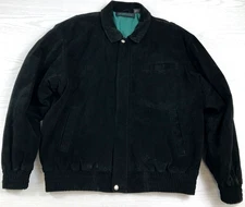 Vintage Benson & Hedges Leather Bomber Jacket Women's L Black Lined 90s