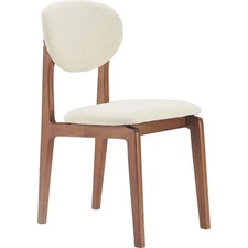 Coralie Mid-Century Modern Upholstered Dining Chair, Walnut-Stained Wood and ...