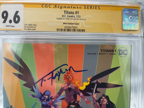 TITANS #1; 1:25 variant by Dan Mora; signed by TOM TAYLOR - Picture 2 of 2