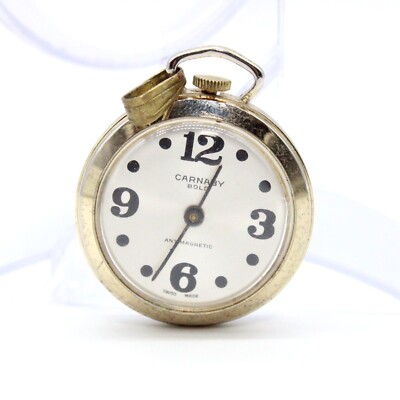 Vintage Carnaby Bold Pendant Watch Womens Gold Tone Stainless Steel Swiss Made