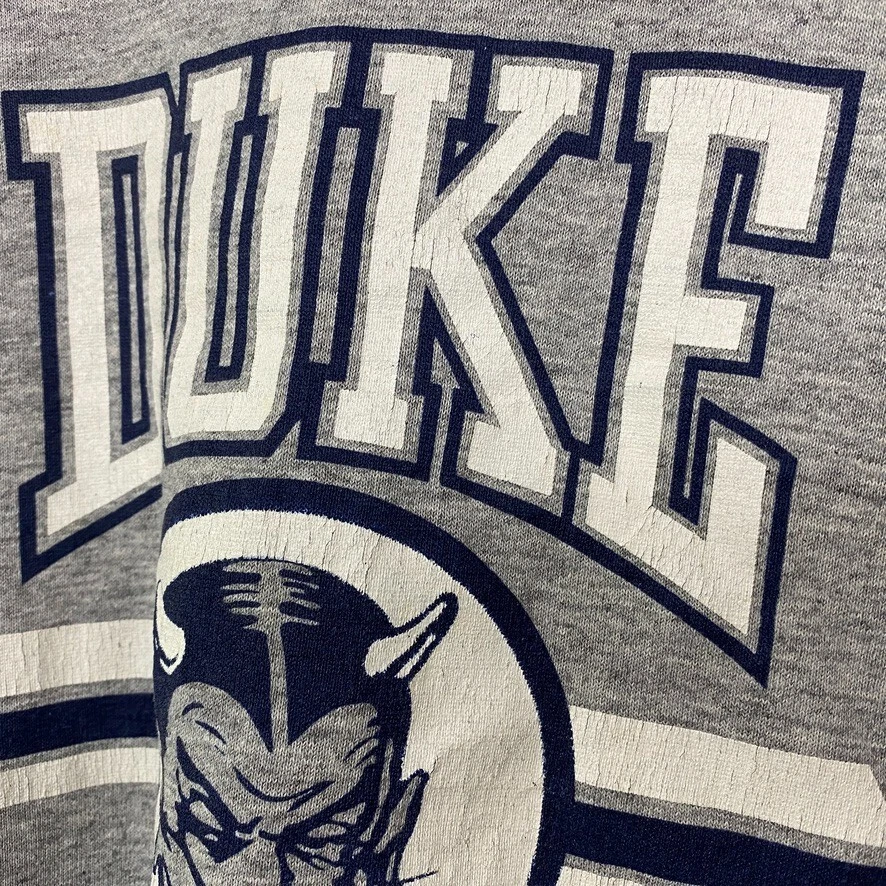 Vintage Duke Blue Devils Ringer T Shirt Mens Medium Gray Distressed 90s - Image 3 of 4