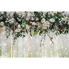 White Flower Backdrop Wedding Floral Wall Photography Background Bridal Showe...