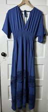 Olaesa- No Girl Left Behind -Blue BoHo Lace Maxi Dress Short Sleeve Size Medium