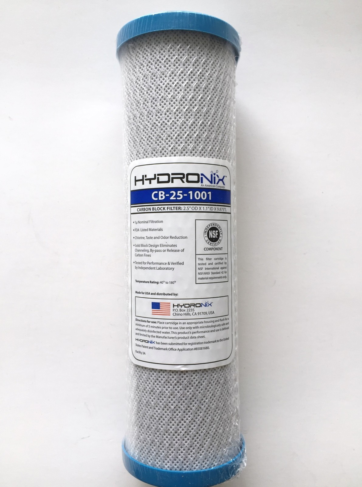 CARBON BLOCK FILTER 2.5"X10" 1 MICRON HYDRONIX  CB-25-1001 4