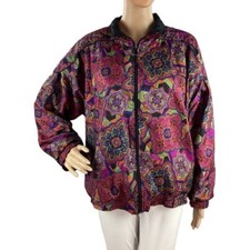 Vintage Lavon Windbreaker Jacket Medium 80s 90s Abstract Print Retro Zip