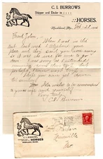 1906 Rockland ME C.I. Burrows Horses Advertising w/ Letterhead