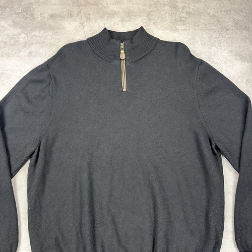 Viyella Merino Wool 1/4 Zip knit sweater mens L black made in Italy long sleeve - Picture 6 of 15