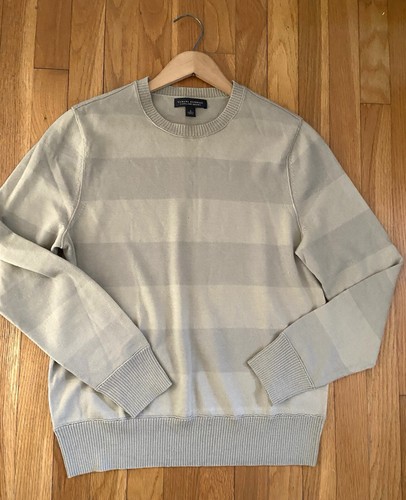 Maglione girocollo Banana Republic UOMO SMALL lana merino extra fine righe cachi - Foto 7 di 7