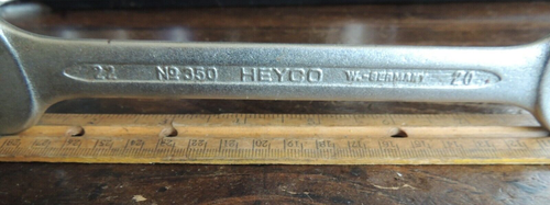 20mm X 22mm HEYCO No. 350 Open End Wrench, CHROM-VANADIUM, W. Germany, METRIC - Picture 7 of 11