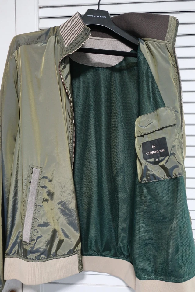 CERRUTI 1881 Men's Olive Green Bomber Jacket Size 52 - Stylish & Trendy - image 3 of 4