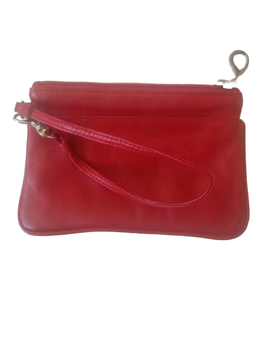 Wilson Leather Pelle Studio Red Leather x Zip Wristlet Crafted