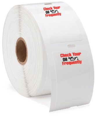 Check Your Oil Change Printer Stickers - Light Adhesive (Roll of 500)