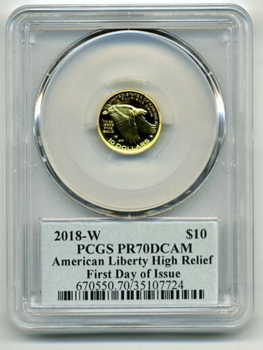 2018-W $10 American Liberty High Relief - 1/10 oz Gold - PCGS PR70 DCAM - FDOI