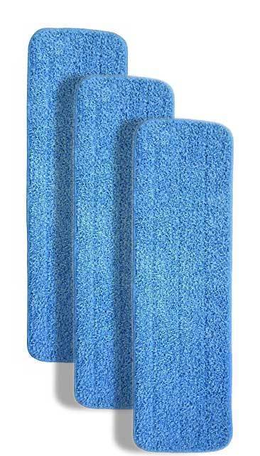 3 Blue Microfiber Wet Mop Pads Refill Fits Starfiber, Bona, Libman, Scoth-Brite