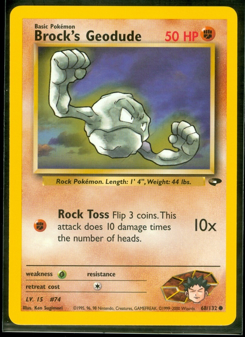 Pokemon BROCK'S GEODUDE 68/132 Gym Challenge - - NEAR MINT