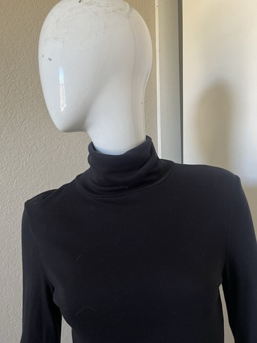 SPLENDID NEW! Black Micro Modal Supima Cotton Knit Turtleneck Top Sz S - Picture 2 of 6