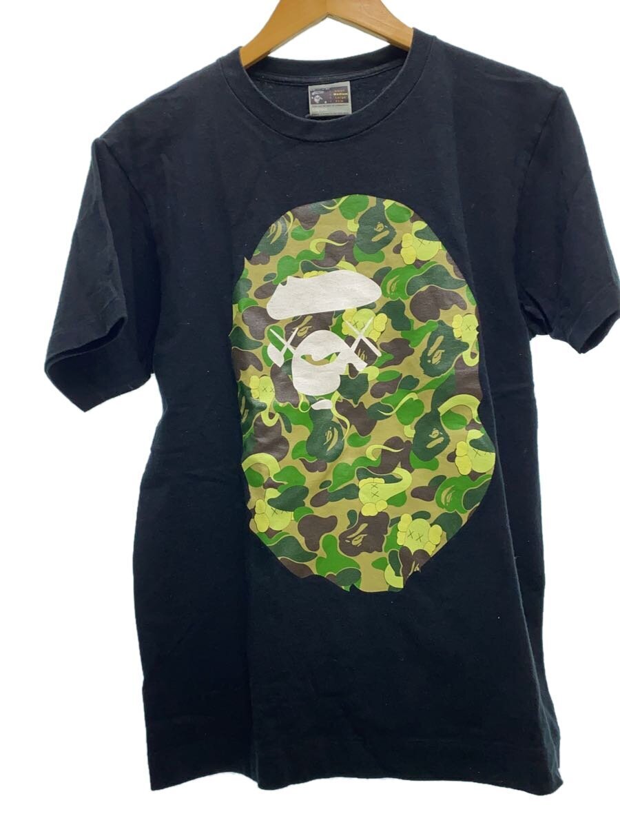 A BATHING APE◇×KAWS/Tシャツ/M/コットン/BLK/プリント//