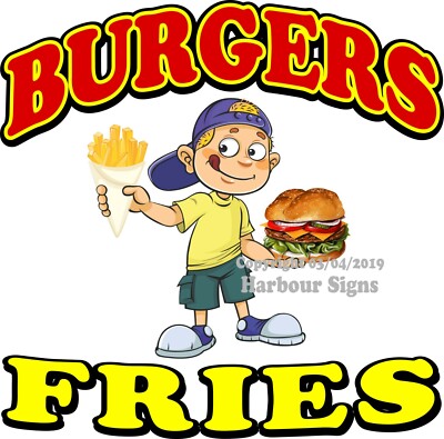 Burgers Fries DECAL (Choose Your Size) B Concession Food Truck Vinyl Sticker 
