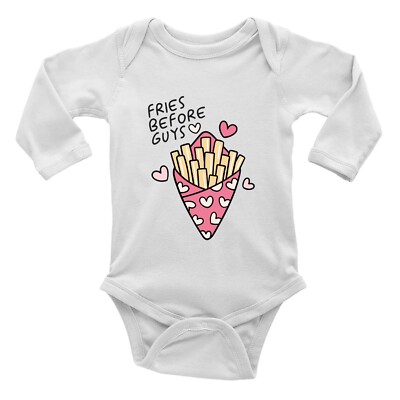 Lustiger Valentinstag Pommes vor Jungs Baby Grow L-Ärmel Weste Body Jungen Mädchen