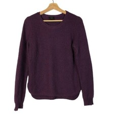 Ann Taylor Plum Purple Rounded Hem Crewneck Pullover Sweater XS