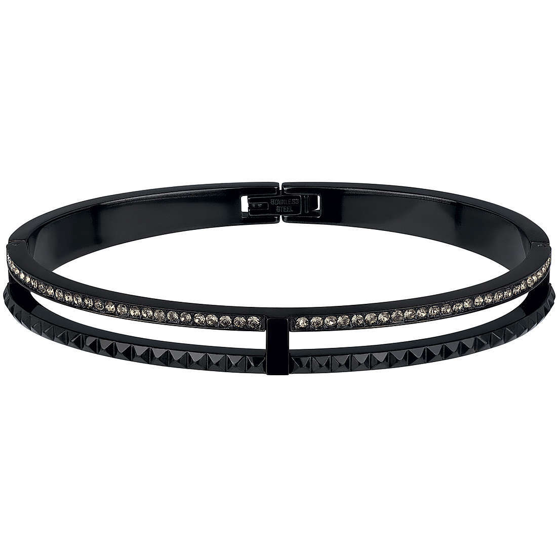 BREIL Womens Bracelet ROCKERS TJ2815 Stainless Steel Black Swarovski MEDIUM