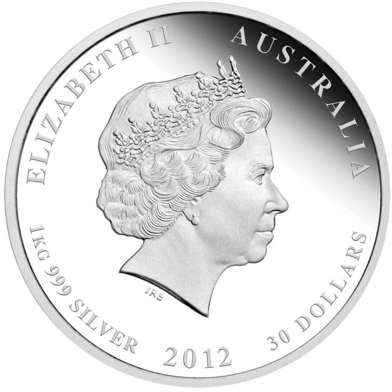 Australia 2012 30$ DRAGON Lunar Year Series 1 Kilo Silver Proof