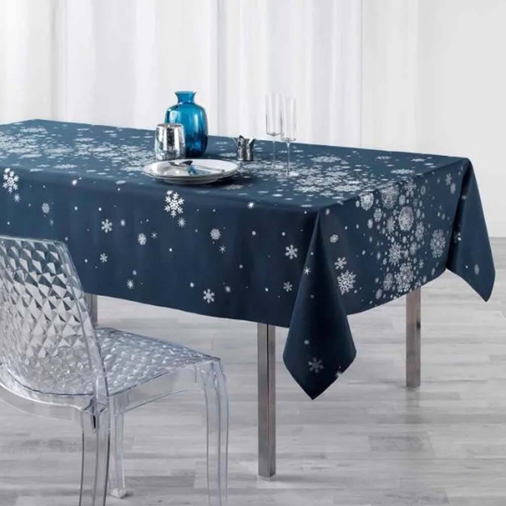 Nappe de Noël argent et marine 3m x 1m50 haut de gamme MC
