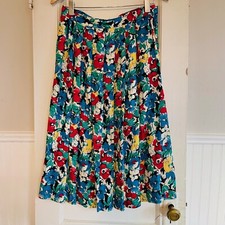 Vintage Worthington Colorful Floral Pleated Skirt Boho - 30 waist - 29 length