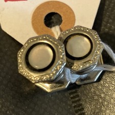 Tuxedo Cuff Links  MOP Antique Bachelor Buttons Set Silvertone