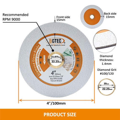 Diamond Blade Cutting Grinding Disc for Glass Jade Crytal 3/4/4.5/5 inch BGTEC - Picture 14 of 16
