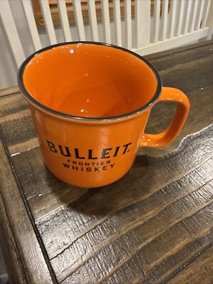 NEW BULLEIT Frontier Whiskey Mug Ceramic Cup Bright Orange FREE SHIPPING!!
