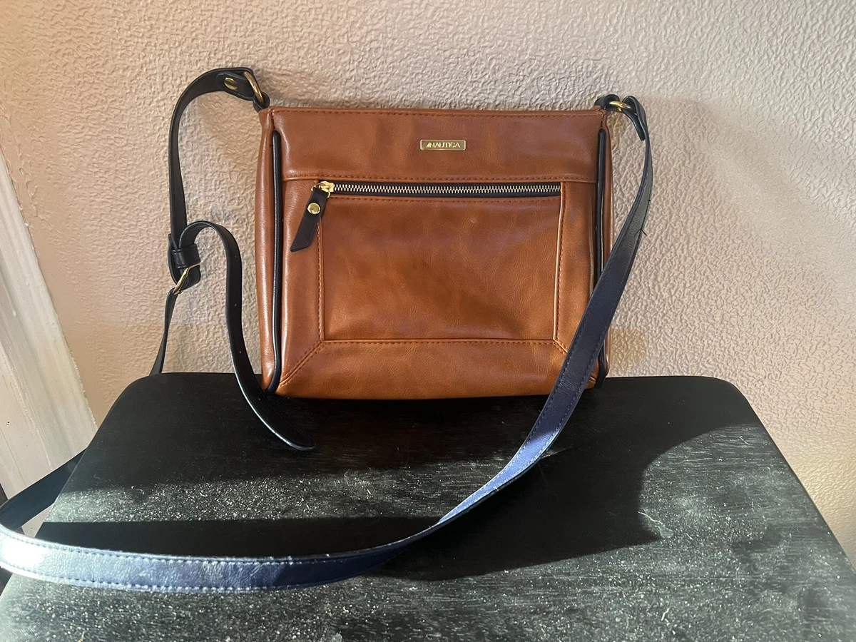 Nautica PU Leather Bag Crossbody Purse Adjustable Strap Tan and