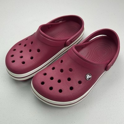 Crocs Crocband Clogs Magenta White Stripe Mens 5 Women 7 Unisex Shoes 11016