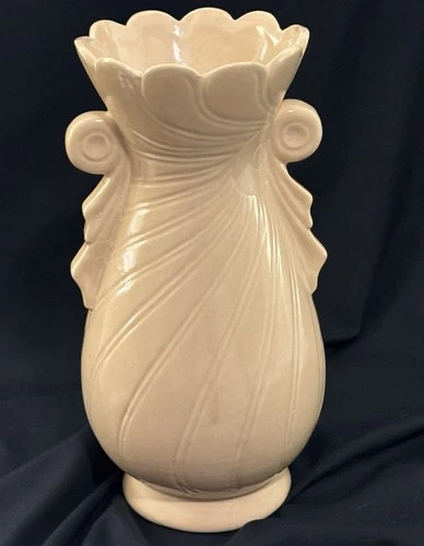 Brush Pottery Co., 1940 Urn-style, Scroll-Handled, Champagne #606  Vase