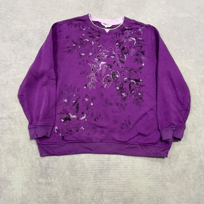 Vintage Sweatshirt Cottagecore Blätter gemustert Pullover mit Doppelkragen