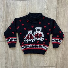 Vintage 1990s Teddy Bear heart knit Sweater Size 24 Months