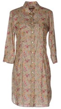 Camicettasnob Shirt Dress Beige Multicolor Floral Pattern Buttons Up Cotton
