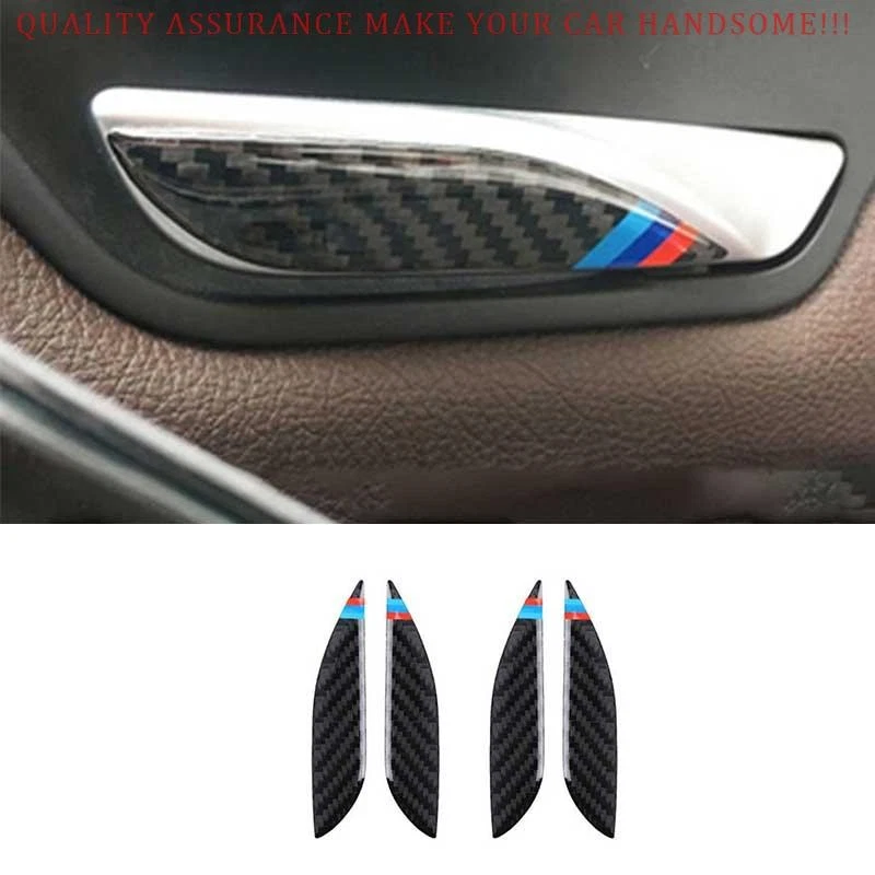For BMW 3 4 Series M3 M4 2013-19 Real Carbon Fiber Inner Door Handle Cover Trim