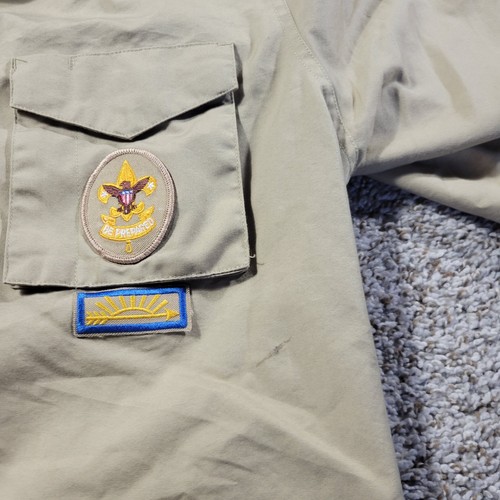 Boy Scout BSA UNIFORM SHIRT Men’s Medium Beige Short Sleeve Tan Short Sleeve - Picture 3 of 7