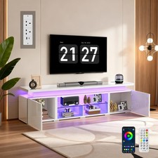 185cm High Gloss TV Stand Cabinet with Power Outlets & RGB LED Light & 2 Golvikj