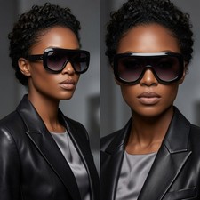 Oversized Fashion Designer Square Big Single Flat Lens Womens Sunglasses Shades