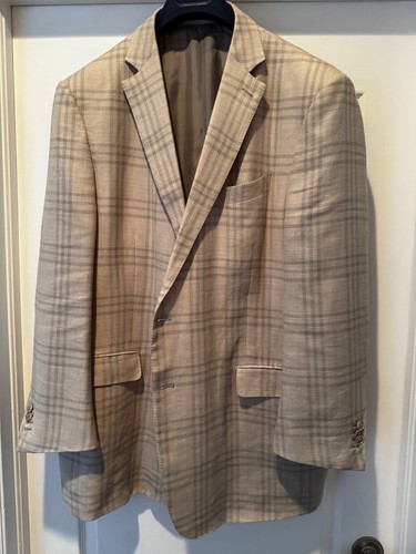 Ermenegildo Zegna Silk/ Linen/wool sport Coat 52L US gray windowpane - Picture 2 of 8