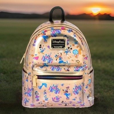 NEW Metallic GOLD Disneyland 70 Anniversary Loungefly Backpack
