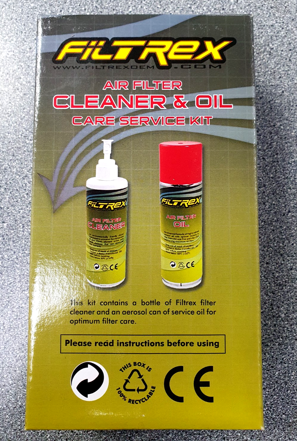 FILTREX AIR FILTER CLEANER + RECHARGER OIL SERVICE KIT  AIRKIT01
