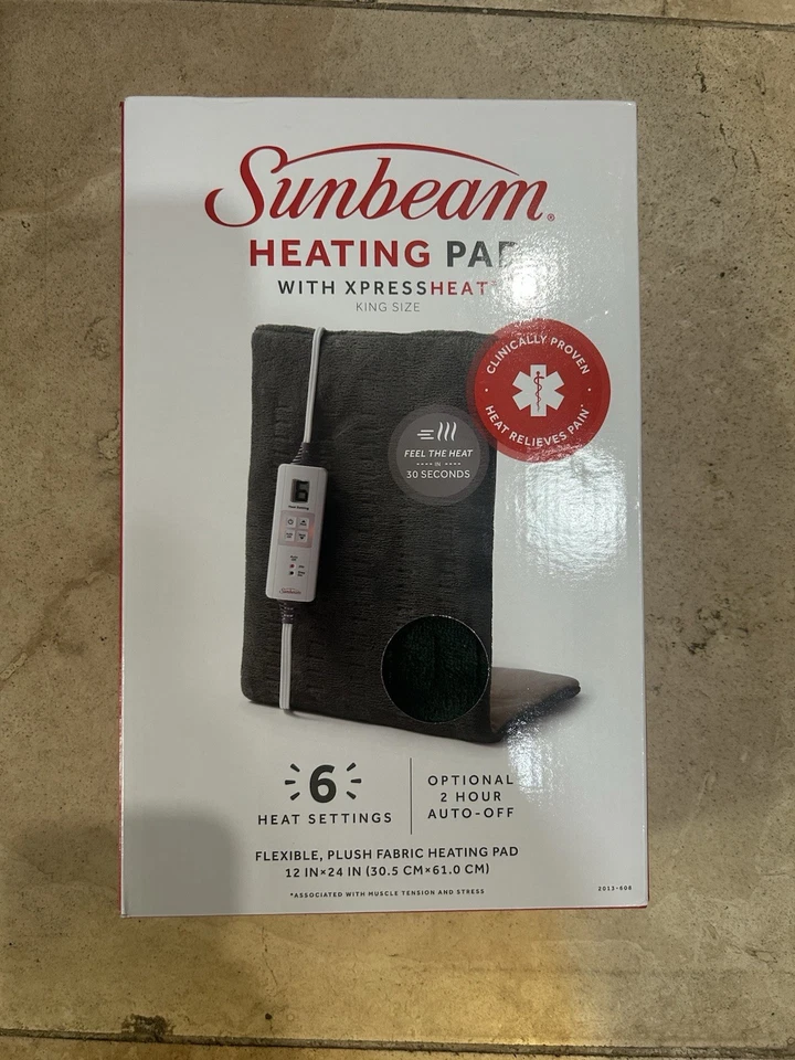 Almohadilla térmica Sunbeam XL espalda cuello hombro alivio del dolor apagado automático - NUEVO Foto 3 de 4