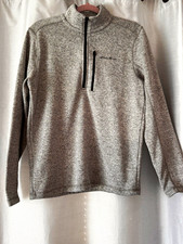 Eddie Bauer Men's Gray Knit 1/4 Zip Mock Neck Pullover Sweater Size S