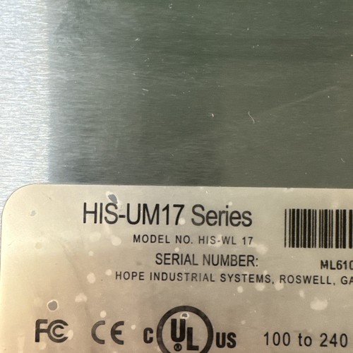HOPE INDUSTRIAL SYSTEMS INC HIS-WL17 / HISWL17 INDUSTRIAL TOUCH SCREEN DISPLAY - Picture 6 of 9