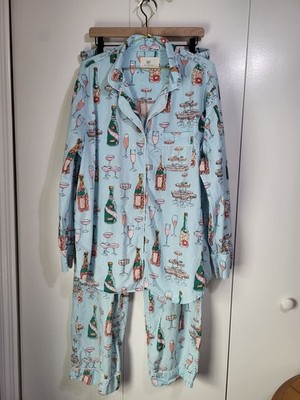 PRINTFRESH Womens XL Tall Champagne Tower Pajama Set Long Sleeves Organic Cotton